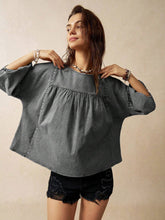 BohoFeels Women's Loose Green Vacation Theme Puff Sleeve Blouse